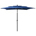 3-poziomowy parasol na aluminiowym słupku, lazurowy, 2,5x2,5 m