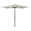 3-poziomowy parasol na aluminiowym słupku, piaskowy, 2,5x2,5 m