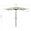 3-poziomowy parasol na aluminiowym słupku, piaskowy, 2,5x2,5 m