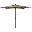 3-poziomowy parasol na aluminiowym słupku, taupe, 2,5x2,5 m