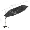 4-poziomowy parasol na aluminiowym słupku, antracytowy, 3x3 m