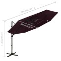 4-poziomowy parasol na aluminiowym słupku, bordowy, 3x3 m