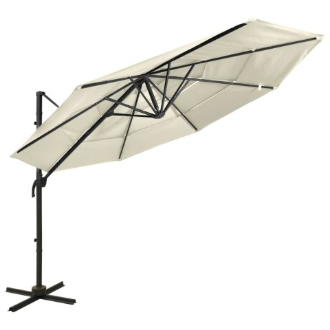 4-poziomowy parasol na aluminiowym słupku, piaskowy, 3x3 m