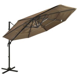 4-poziomowy parasol na aluminiowym słupku, taupe, 3x3 m