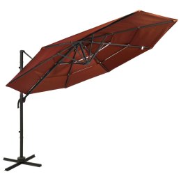 4-poziomowy parasol na aluminiowym słupku, terakotowy, 3x3 m