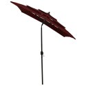 3-poziomowy parasol na aluminiowym słupku, bordowy, 2x2 m