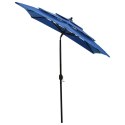 3-poziomowy parasol na aluminiowym słupku, lazurowy, 2x2 m