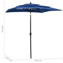 3-poziomowy parasol na aluminiowym słupku, lazurowy, 2x2 m