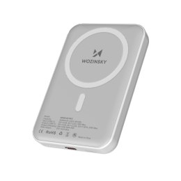 Powerbank magnetyczny 10000 mAh z kablem USB-C 25 cm - biały