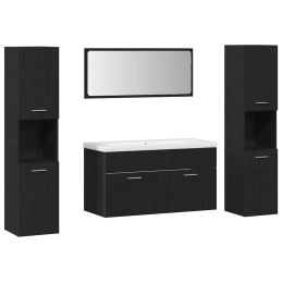Zestaw mebli łazienkowych Montowane na ścianie 4 pcs Czarny Dąb