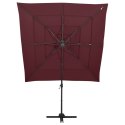 4-poziomowy parasol na aluminiowym słupku, bordowy, 250x250 cm