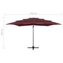 4-poziomowy parasol na aluminiowym słupku, bordowy, 250x250 cm