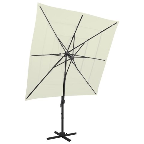 4-poziomowy parasol na aluminiowym słupku, piaskowy, 250x250 cm