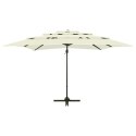 4-poziomowy parasol na aluminiowym słupku, piaskowy, 250x250 cm