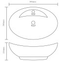 Owalna umywalka z przelewem, matowa biel, 58,5x39 cm, ceramika