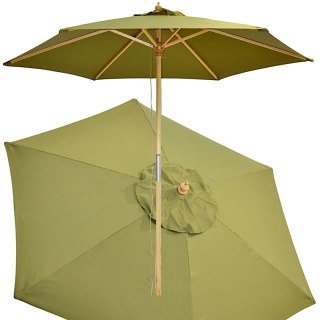 PARASOL OGRODOWY DREWNIANY 250CM SKŁADANY ZIELONY
